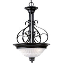 Progress Lighting Three-Light Foyer Fixture with White Washed Alabaster Bowl