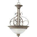 Progress Lighting Three-Light Foyer Fixture with White Washed Alabaster Bowl