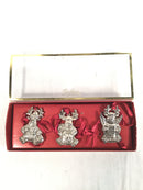 Gorham Christmas Reindeer Ornaments Set Of 3